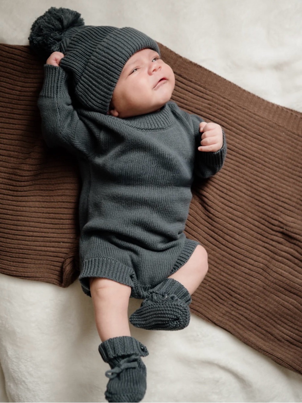PINE KIDS CO. Cozy Knit Newborn Romper Set